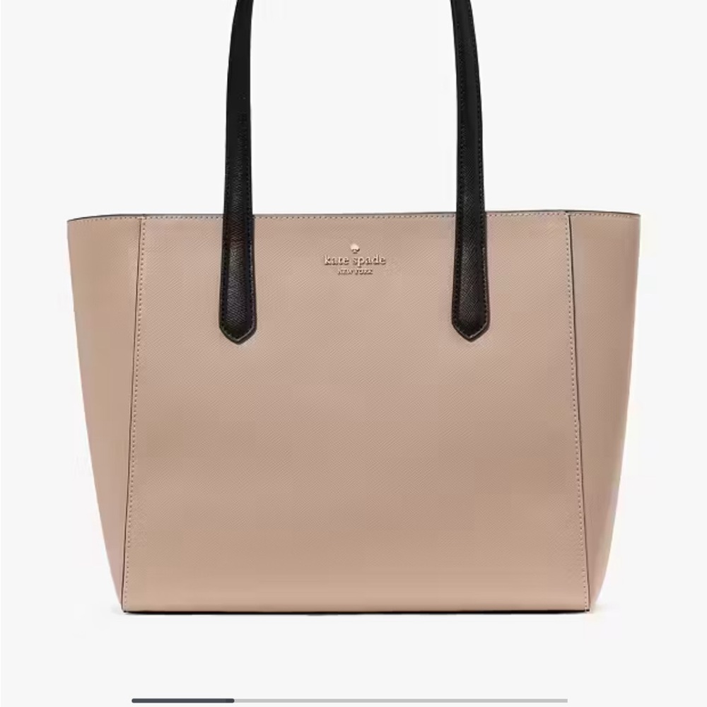 Kate Spade Tan and Black Tote Modern Geometric Design